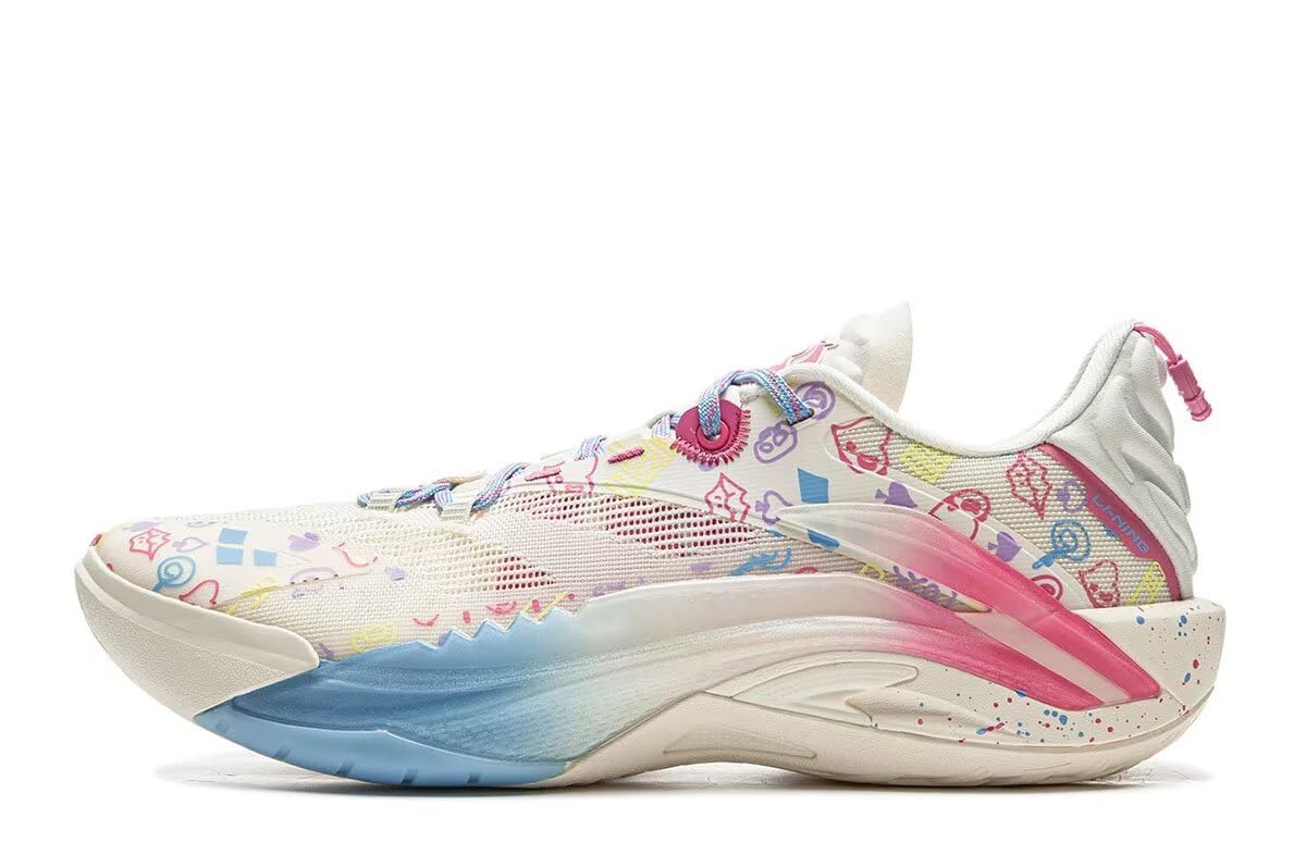 Zapatillas De Baloncesto Li-ning Bad5 Sniper I S Para Hombre Beige, Azul Y Rosa