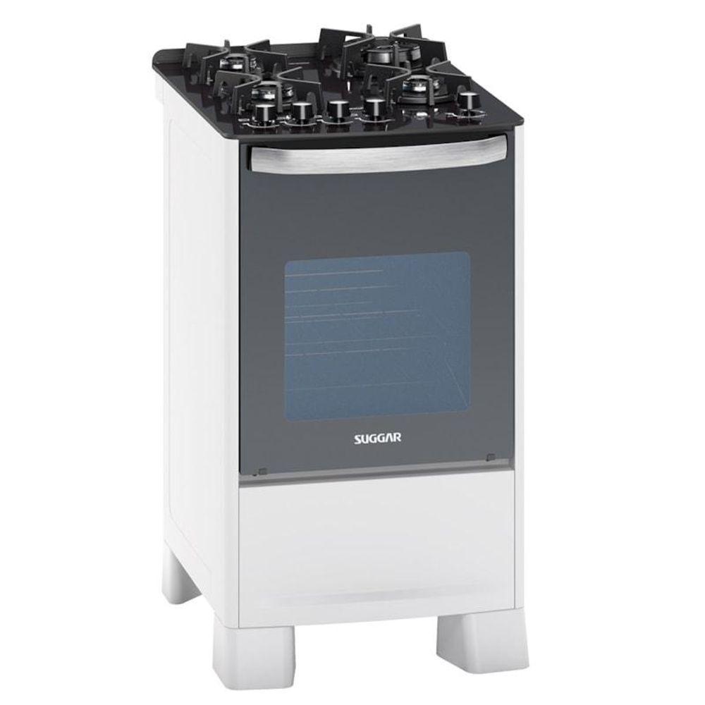 Fogão 4 Bocas Suggar Master Grill Branco Mesa em Vidro - 220v - Fgvmtg412br