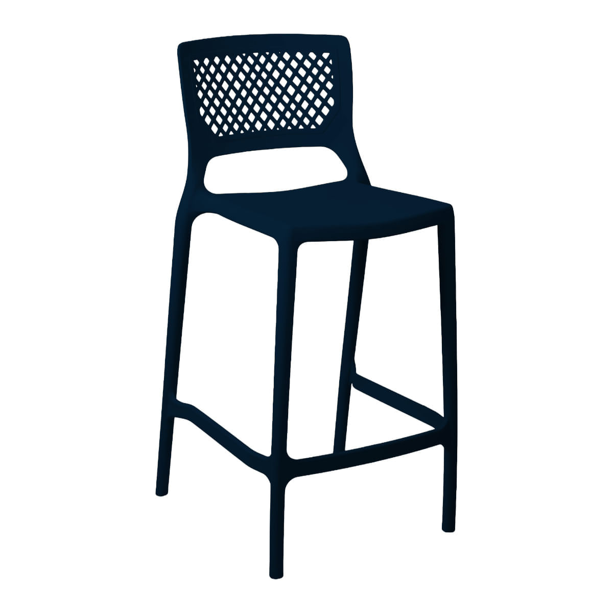 Banqueta Alta Para Cozinha Azul Marinho Empilhável Vênus Em Polipropileno Acrilys Acrilys