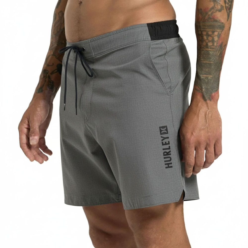 Bermuda Elástico Hurley Speed Cinza Mescla