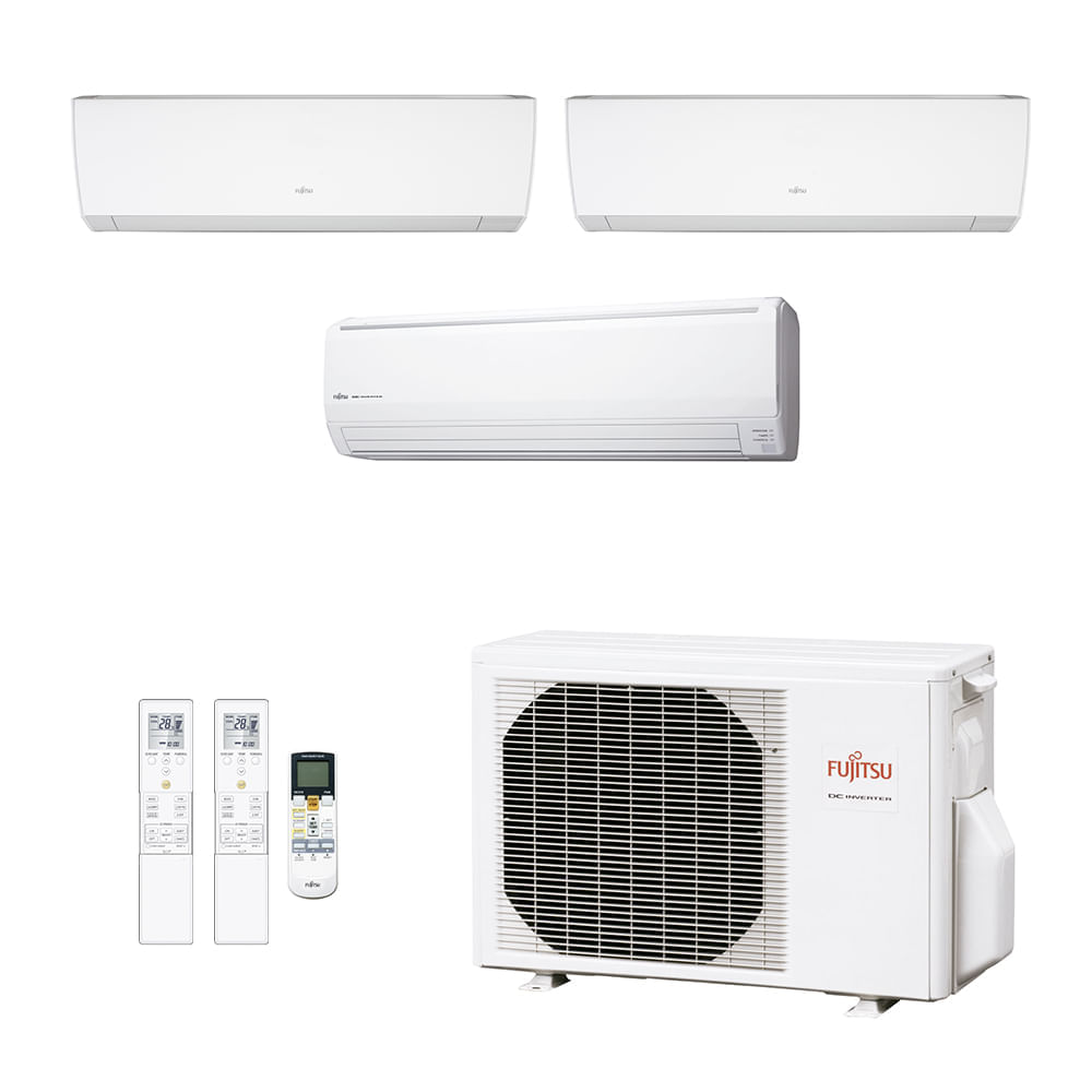 Ar Condicionado Multisplit Tri 28000 Btu(7000+9000+12000) Quente/frio - Inverter - Fujitsu - 220v - Asbg12lmca Asbg09lmca Asbg07lmca / Aobg