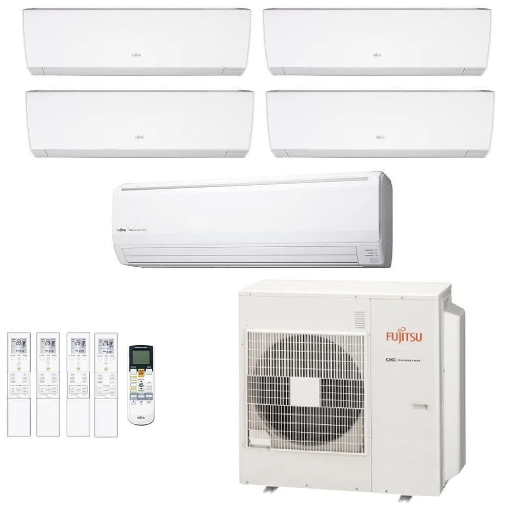 Ar Condicionado Multisplit Penta 54000 Btu(4x9000+18000) Quente/frio - Inverter - Fujitsu - 220v - Asbg18lfca Asbg09lmca / Aobg45lbla6
