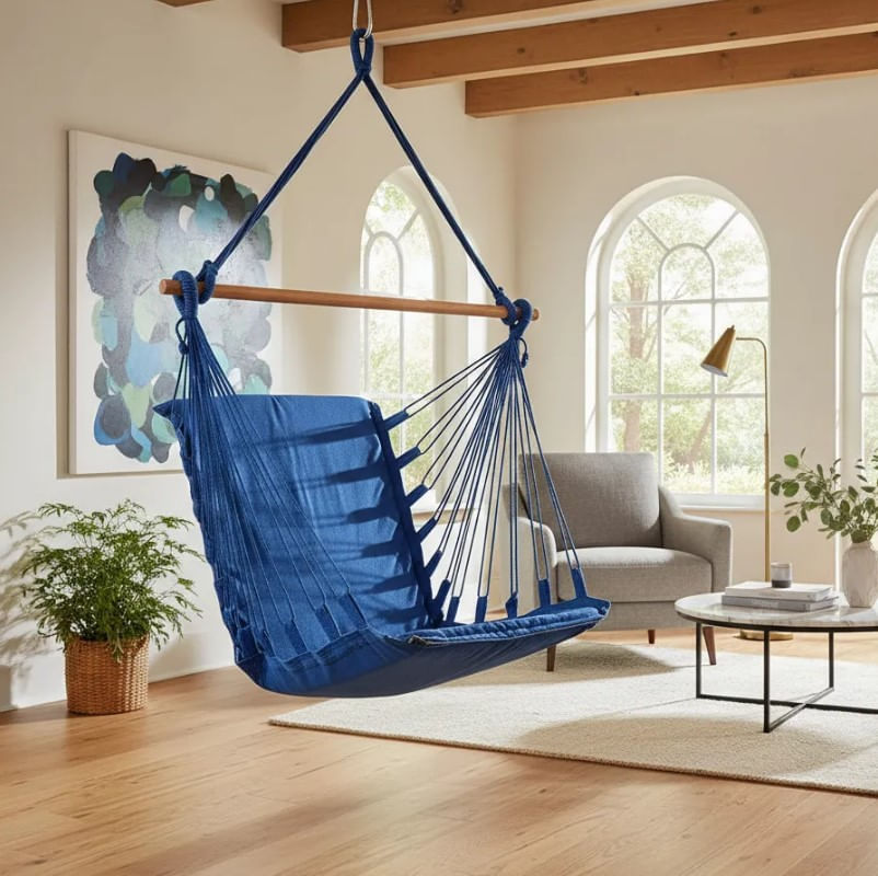 Cadeira De Balanço Acolchoada Suspensa Rede De Teto