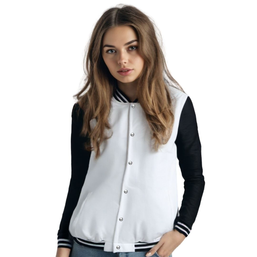 Jaqueta Colegial Moletom Feminina Lisa Com Bolsos