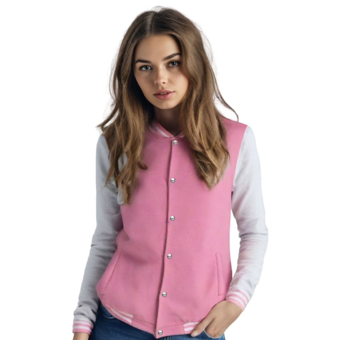 Jaqueta Colegial Moletom Feminina Lisa Com Bolsos