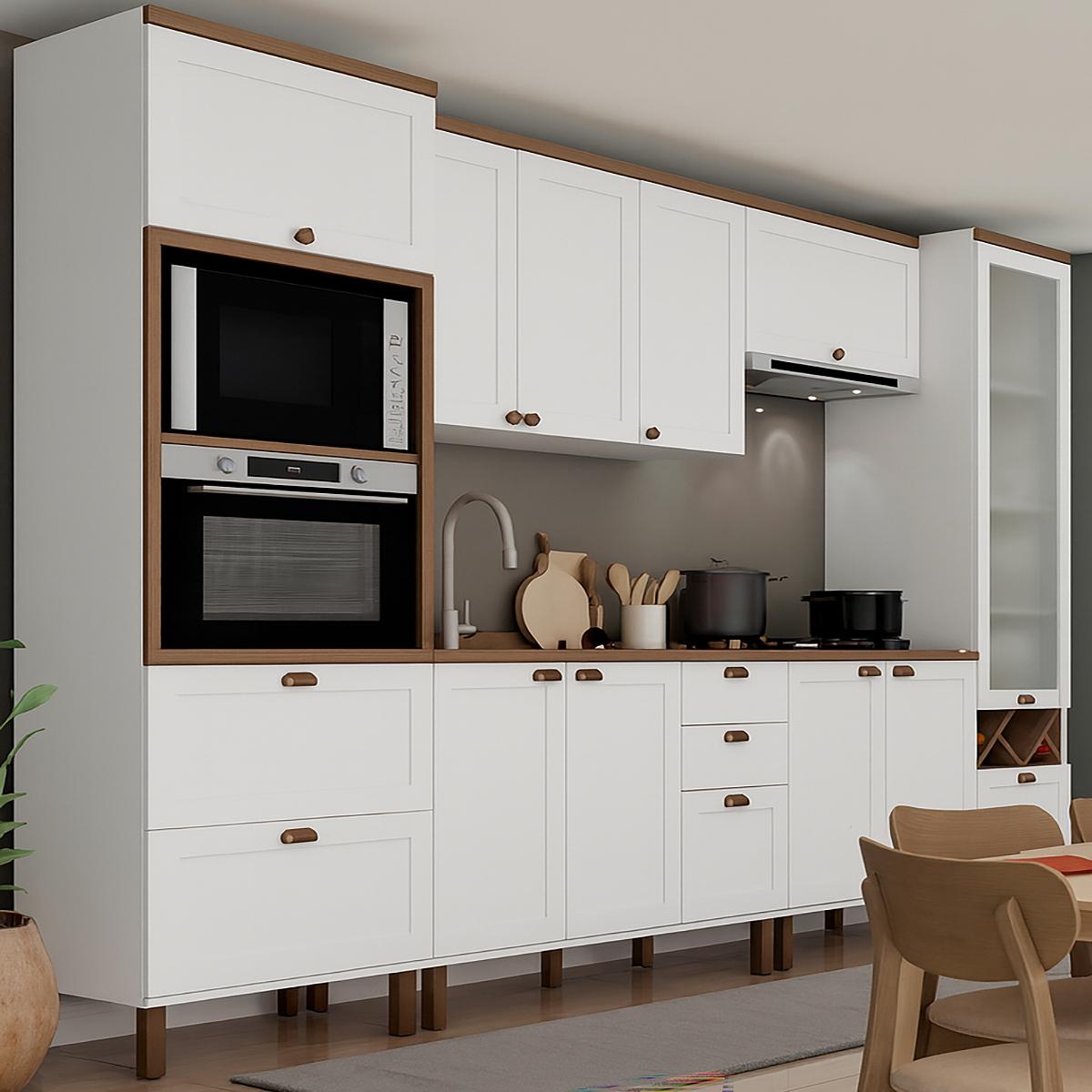 Armário De Cozinha Completo Genialflex Iluminata Ayla Branco