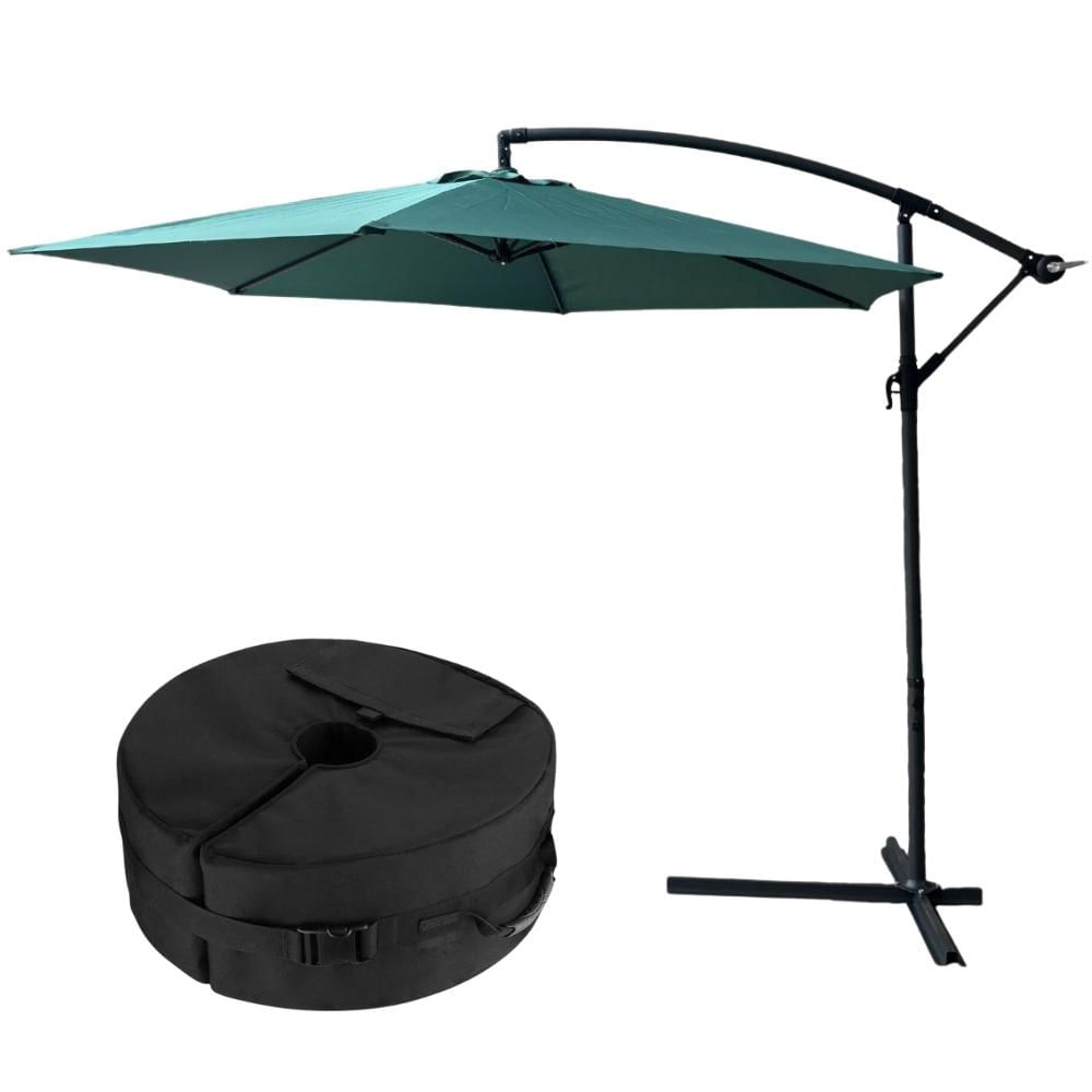 Ombrellone Suspenso 3m Marrom Com Bolsa Para Areia Redonda Base De Ombrellone 30kg Importway