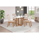 Sala De Jantar Completa Natalí C- Tampo Madeirado 120x80cm E 4 Cadeiras Isa Nature-off White - Linho Bege - Henn