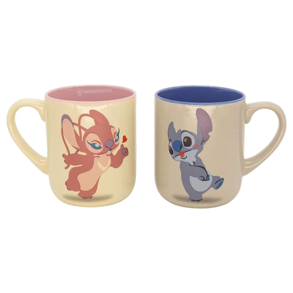 Kit Caneca Stitch E Angel Namorados Zona Criativa 400ml 10026384