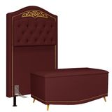 Cabeceira Cama Box Solteiro 90cm Com Calçadeira Baú Imperial J02 Suede Vinho - Mpozenato