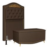 Cabeceira Cama Box Solteiro 90cm Com Calçadeira Baú Imperial J02 Suede Chocolate - Mpozenato
