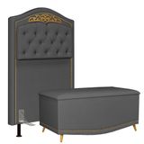 Cabeceira Cama Box Solteiro 90cm Com Calçadeira Baú Imperial J02 Suede Chumbo - Mpozenato