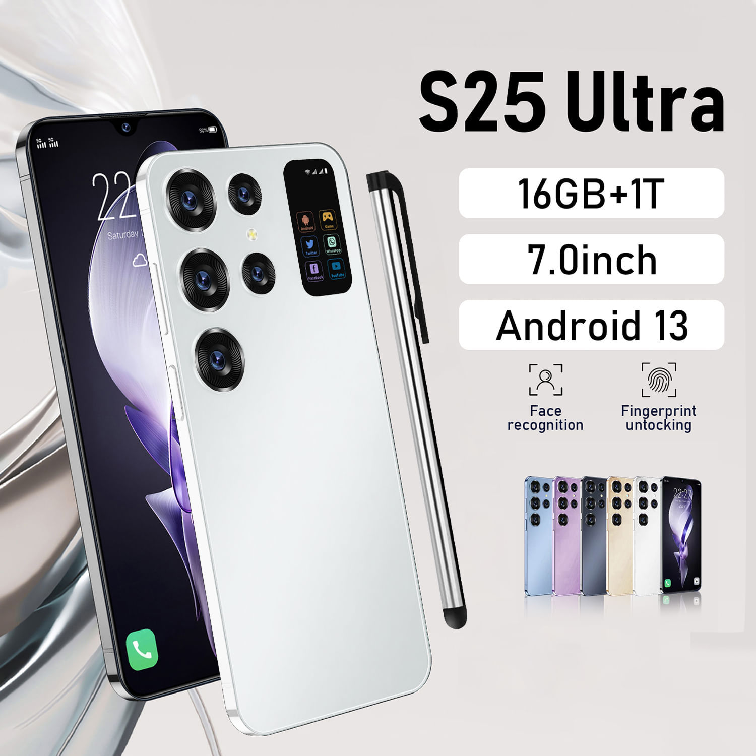 Smartphone Stqc S25 Ultra 4g/5g 7.0" Full Hd 16 Gb De Ram + 1 Tb De Rom