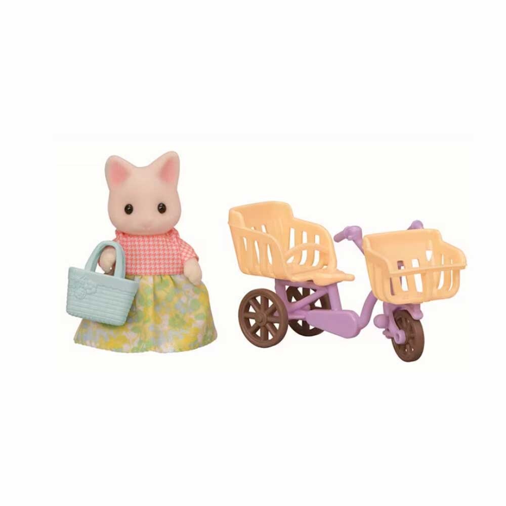 Figura Sylvanian Families Passeio De Bicicleta Mae Gato Primavera Epoch Magia