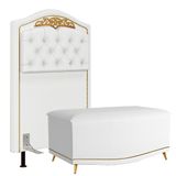 Cabeceira Cama Box Solteiro 90cm Com Calçadeira Baú Imperial J02 Corano Branco - Mpozenato