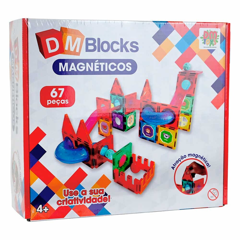 Blocos De Montar Magneticos Dm Blocks 67 Pecas Dm Toys