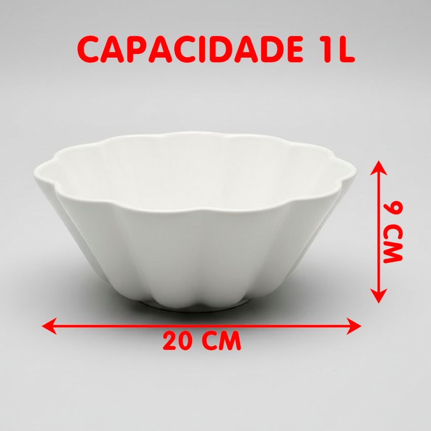 Saladeira Tigela Bowl Fruteira Redondo Em Cerâmica 1l 20cm - imagem 4