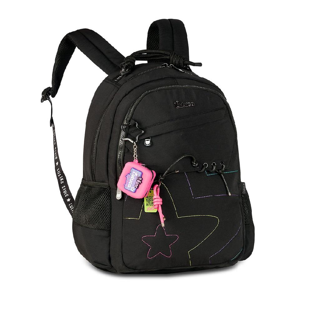 Mochila Luluca De Costas 17,5 Ref Lu27030 Preto