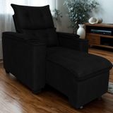 Poltrona Retrátil Reclinável Alexa Com Usb E Porta Copos - Élpis Móveis Preto