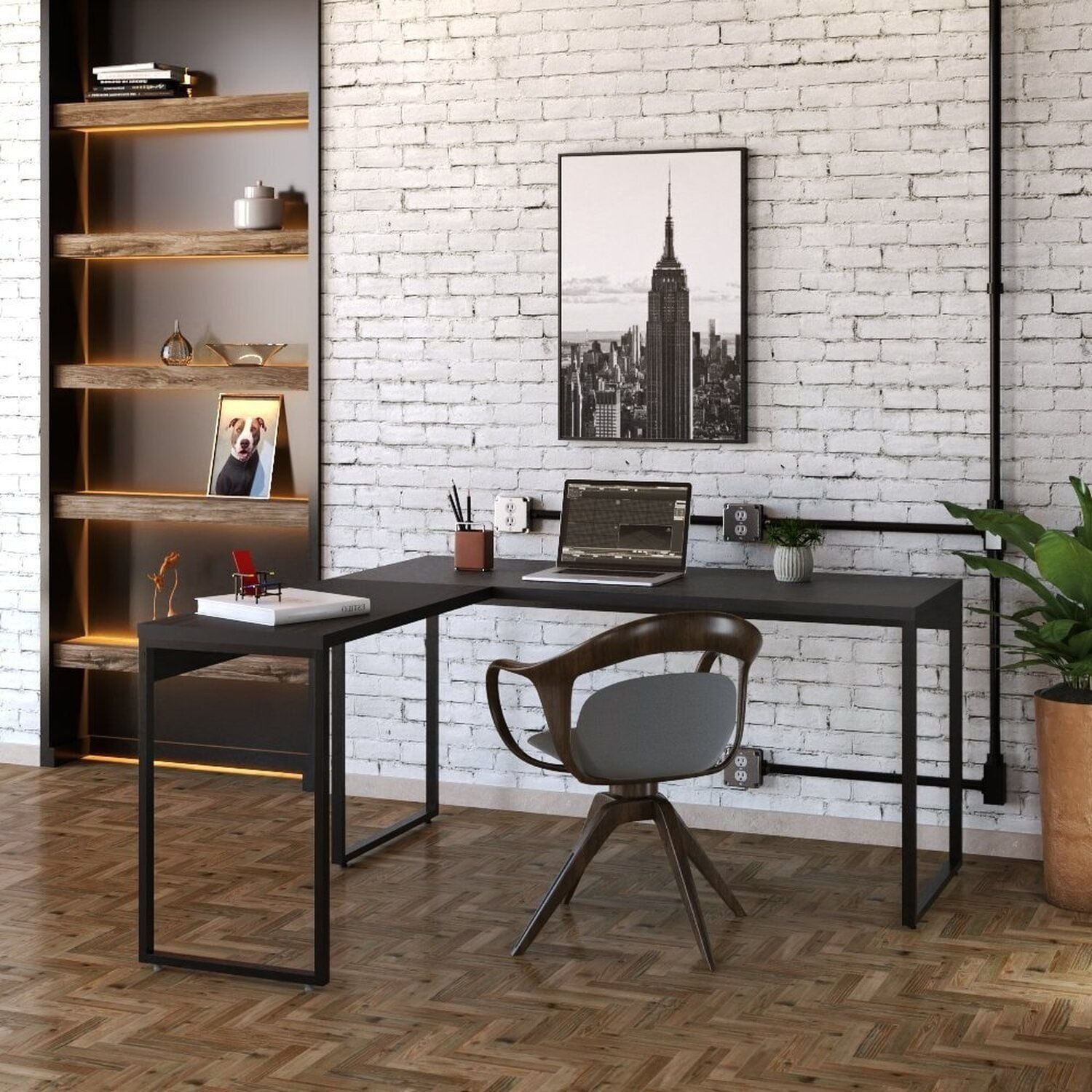Mesa De Escritório Kuadra Ii 150 Cm Preto / Ônix