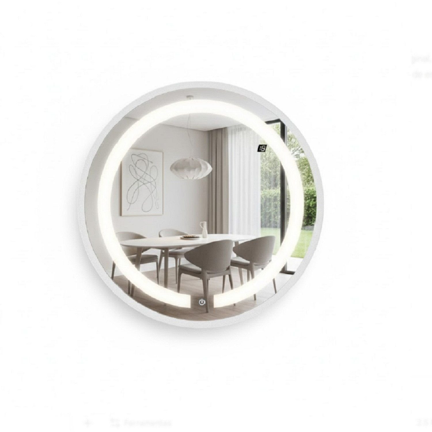 Espelho Redondo Iluminado 50cm Touch 2 Leds Basic Reduna Branco