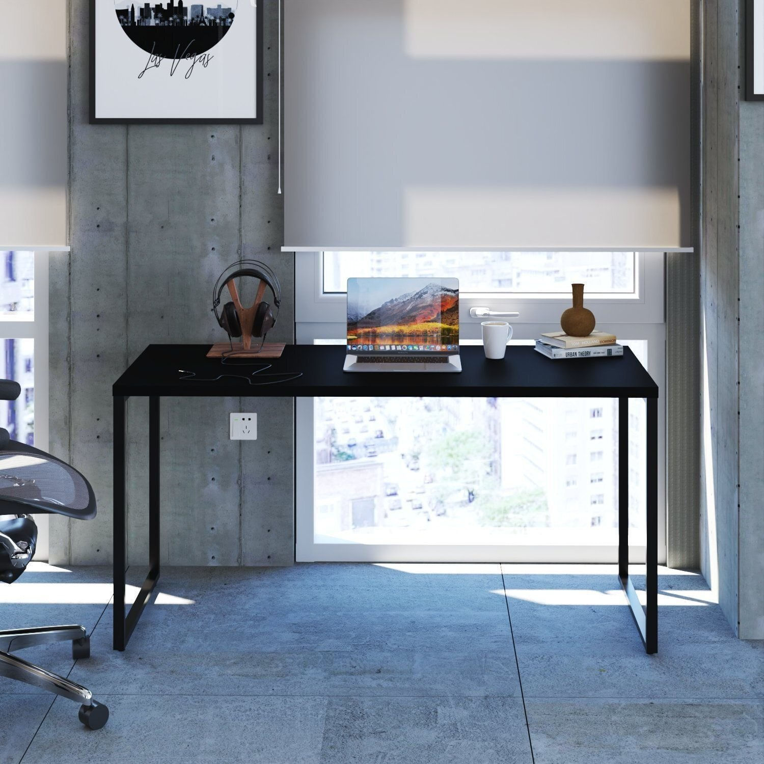 Mesa De Escritório Kuadra I 150 Cm Preto / Ônix