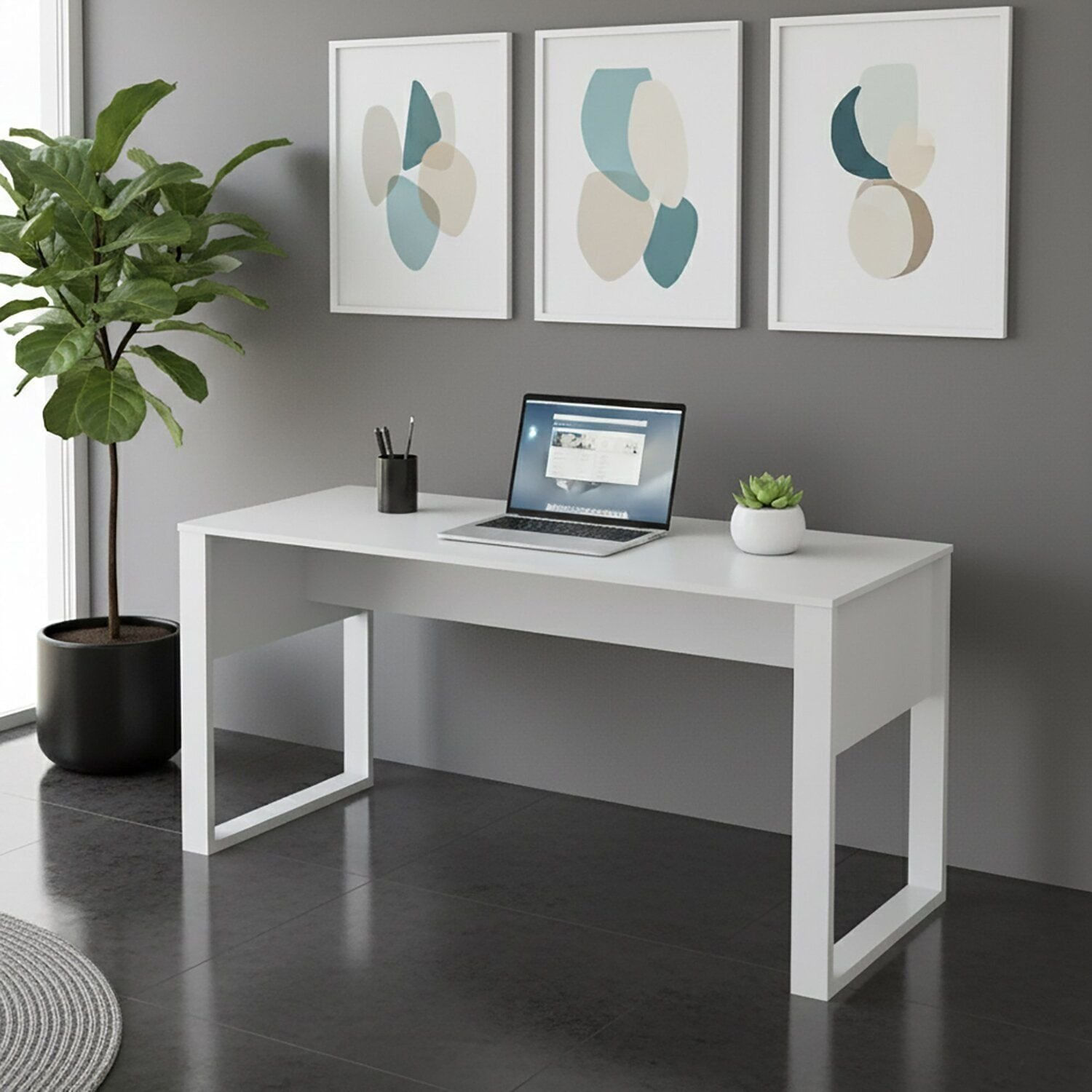 Escrivaninha Mesa Para Escritório 136cm Me4200 Branco