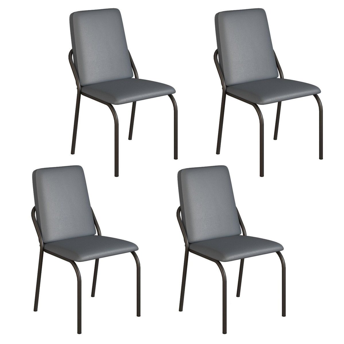 Kit 4 Cadeiras Para Sala De Jantar Malibu Grafite / Preto Fosco