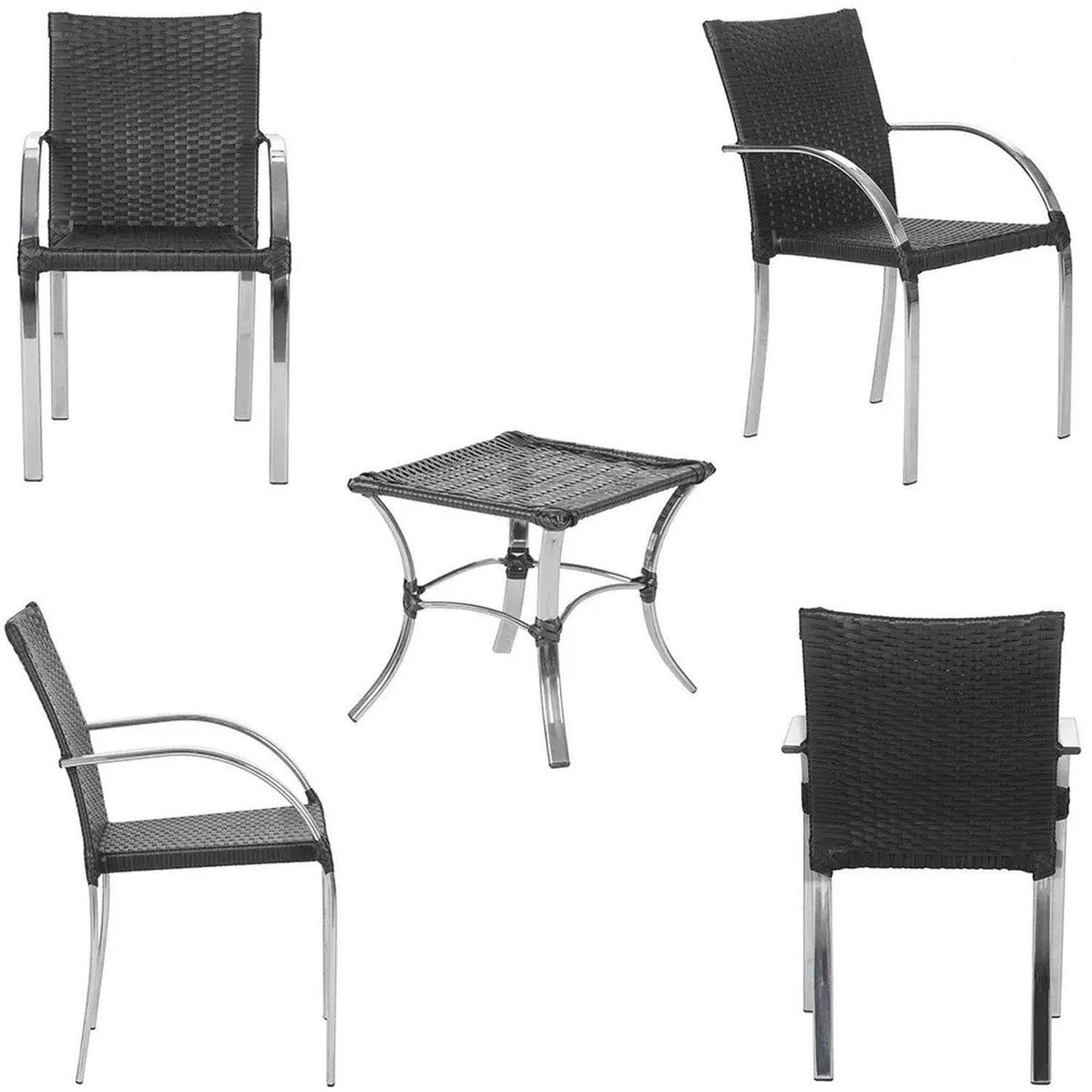 Jogo De 4 Cadeiras Com Mesa De Centro Ascoli Preto