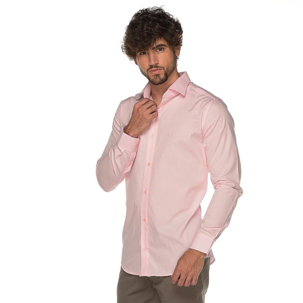 Camisa social hot sale rosa claro