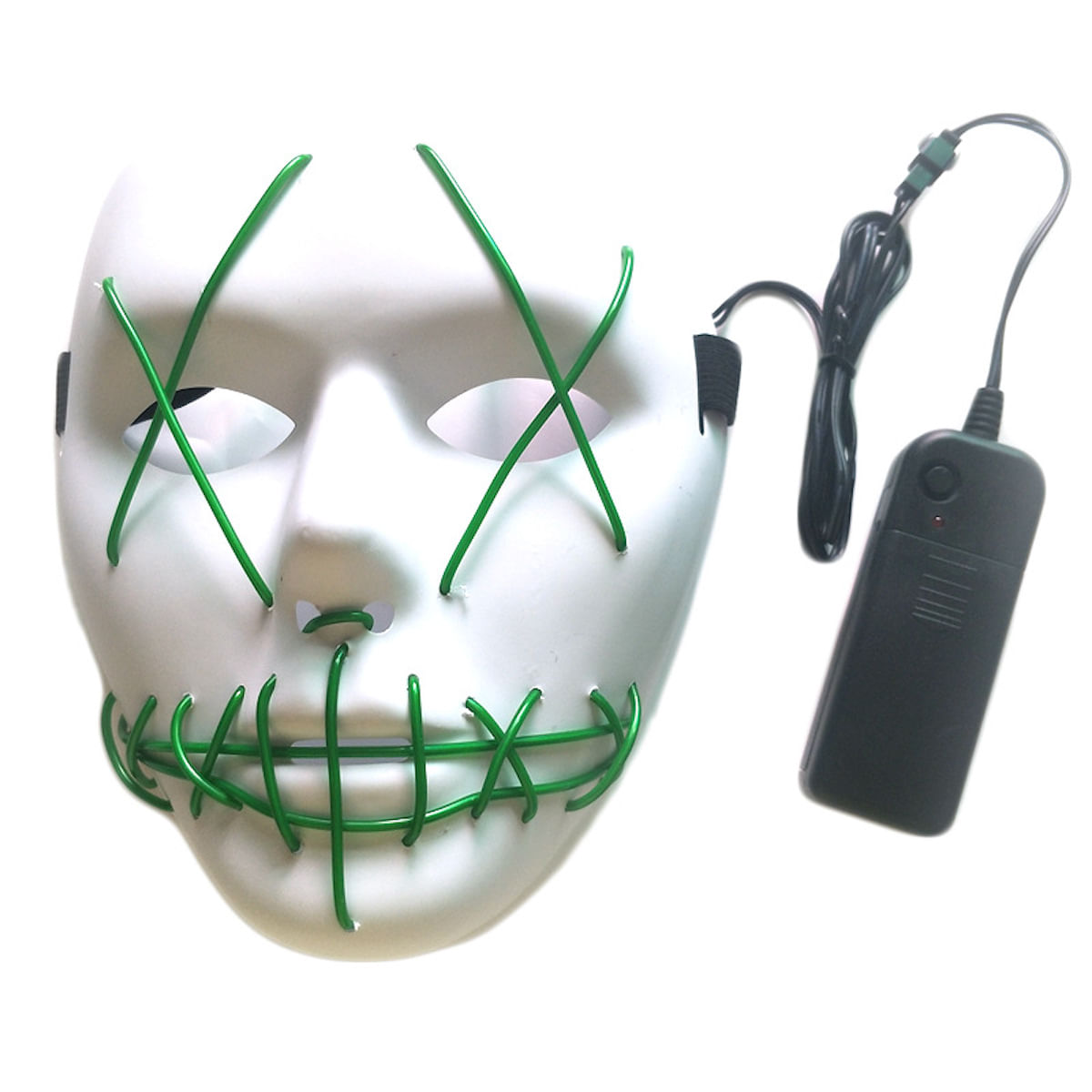 Máscara White Ghost Led Luminous Full Face Cosplay Party