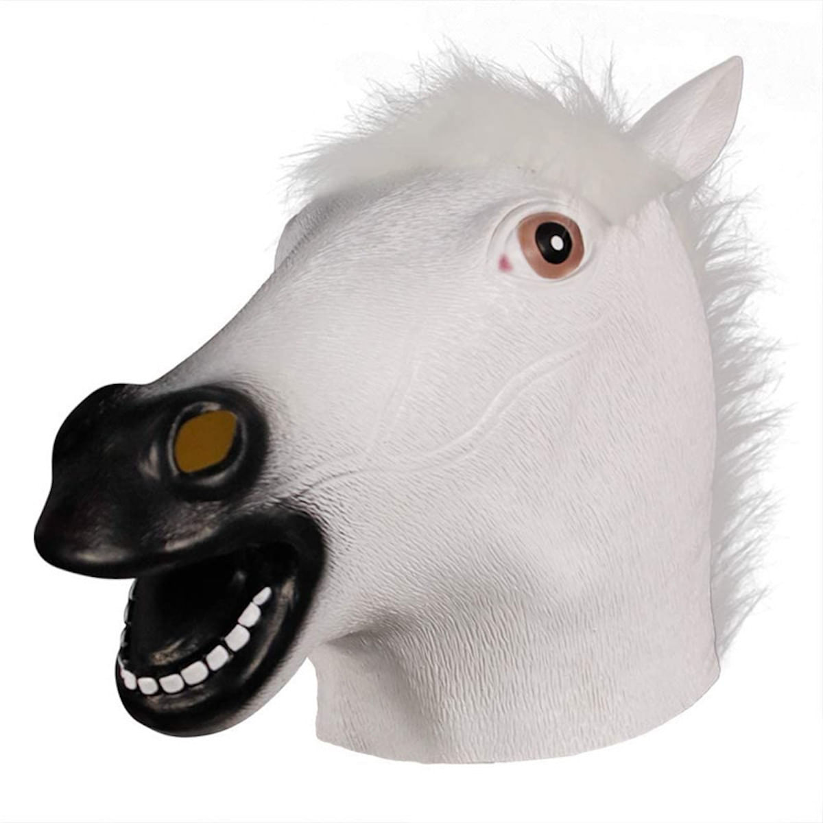Máscara White Horse Latex Full Face Cosplay, Adereços