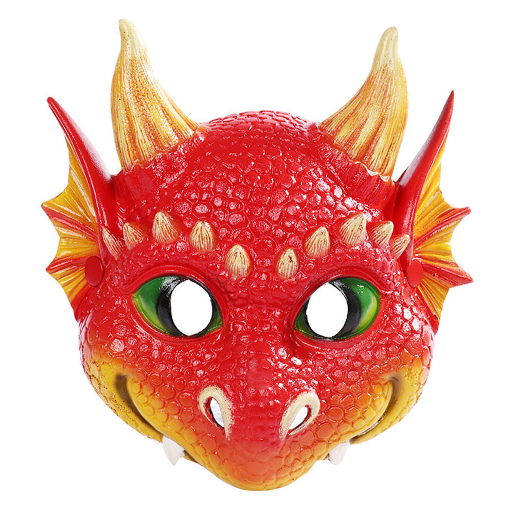 邦楽 MASCHERA - DRAGONHEADS DRAGONTAILS Máscara Dragon Party Com Capa Facial Completa Para Crianças De
