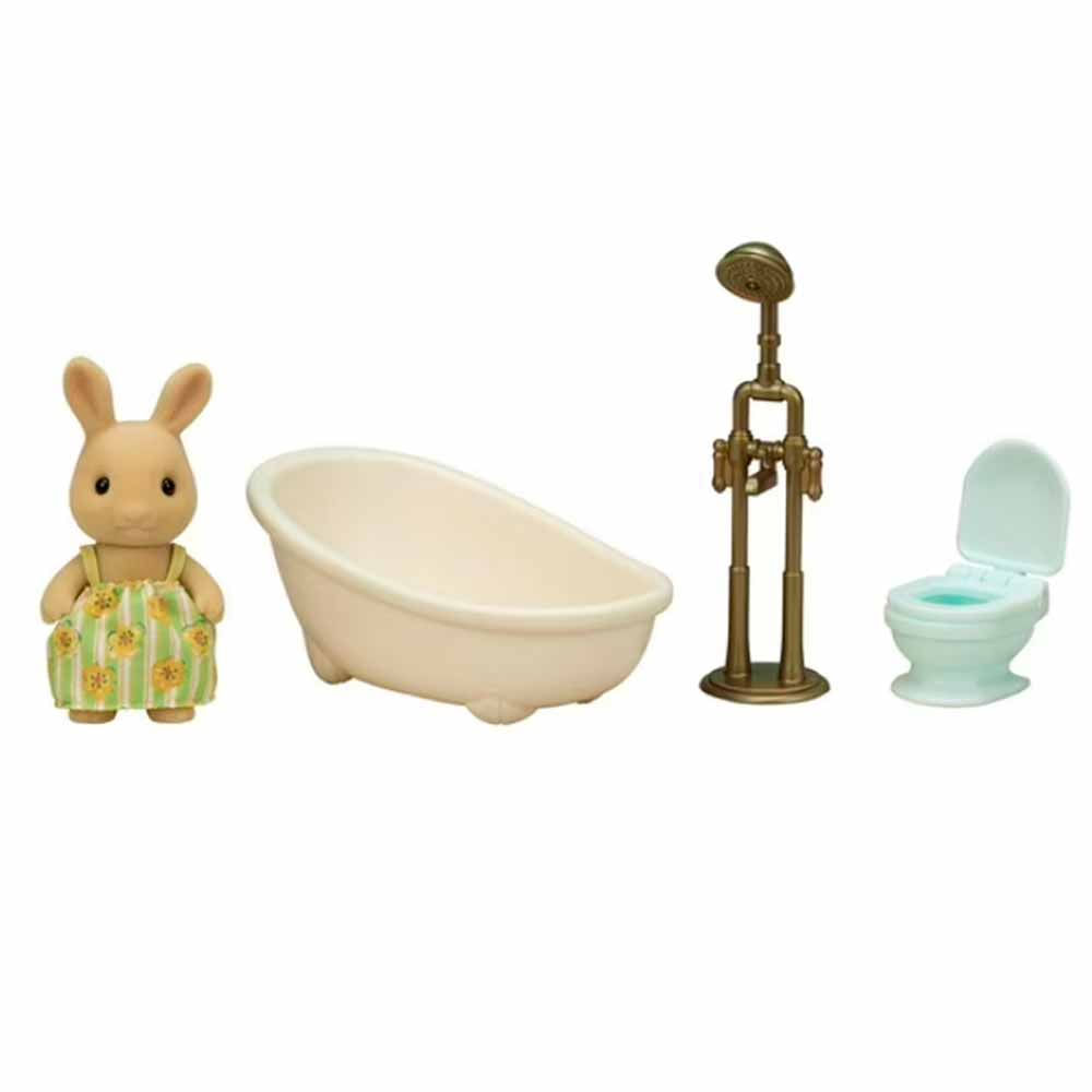 Figura E Conjunto Sylvanian Families Banho Menina Coelho Raio De Sol Epoch Magia
