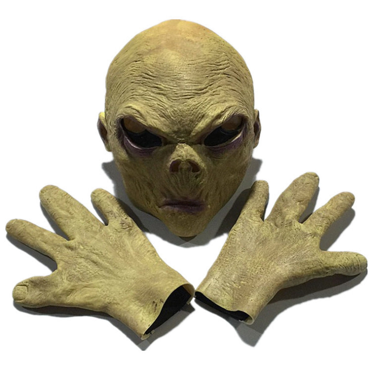 Traje De Máscara Facial Completa De Látex Com Capacete Cosplay Green Alien