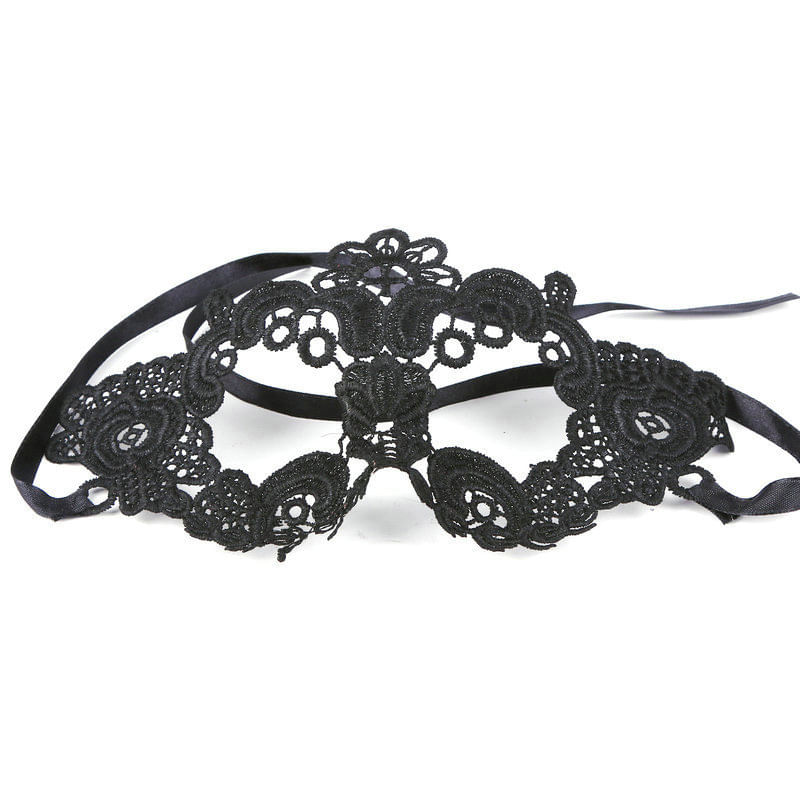 Mask Venice Party Cosplay, Traje De Meia Face De Renda Preta