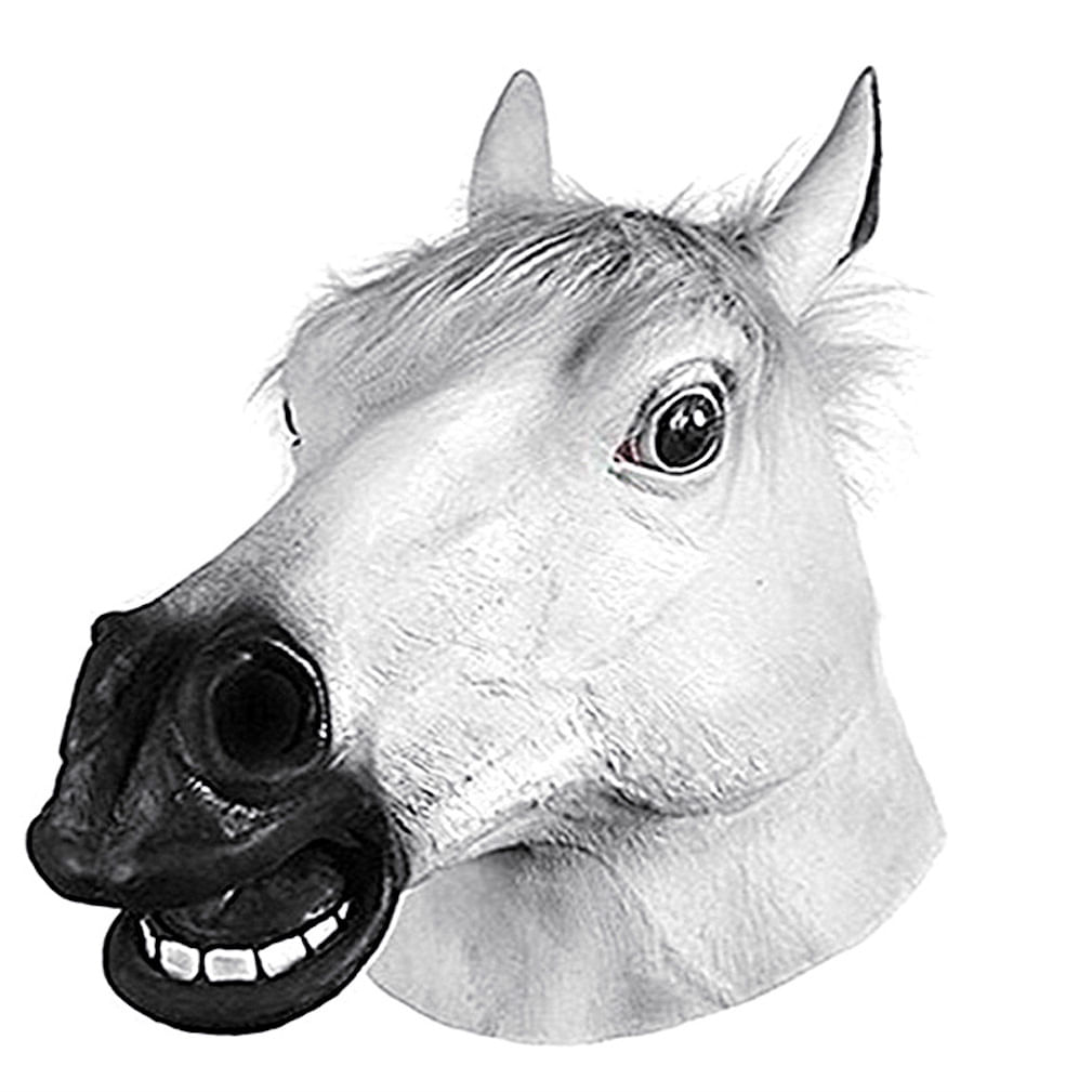 Máscara Gangnam Style White Horse Latex Face Halloween