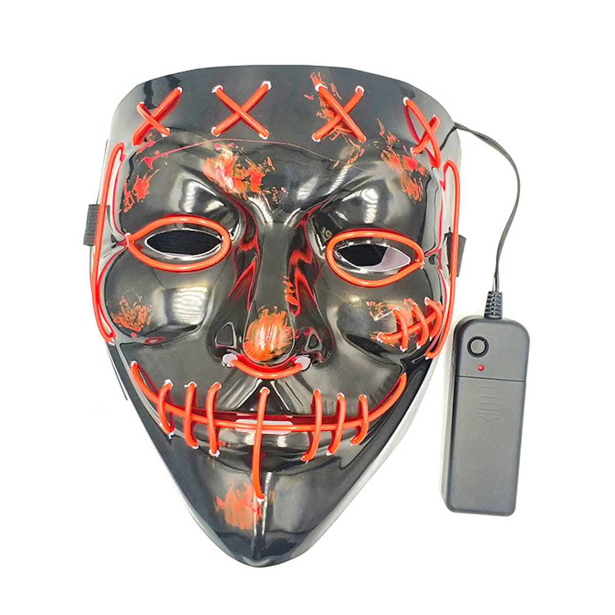 Máscara Cosplay Led Full Face Black Plastic 18x20cm