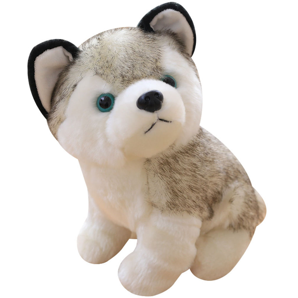 Boneca De Pelúcia Husky Grey 18 Cm Em Algodão E Brinquedo De Pelúcia