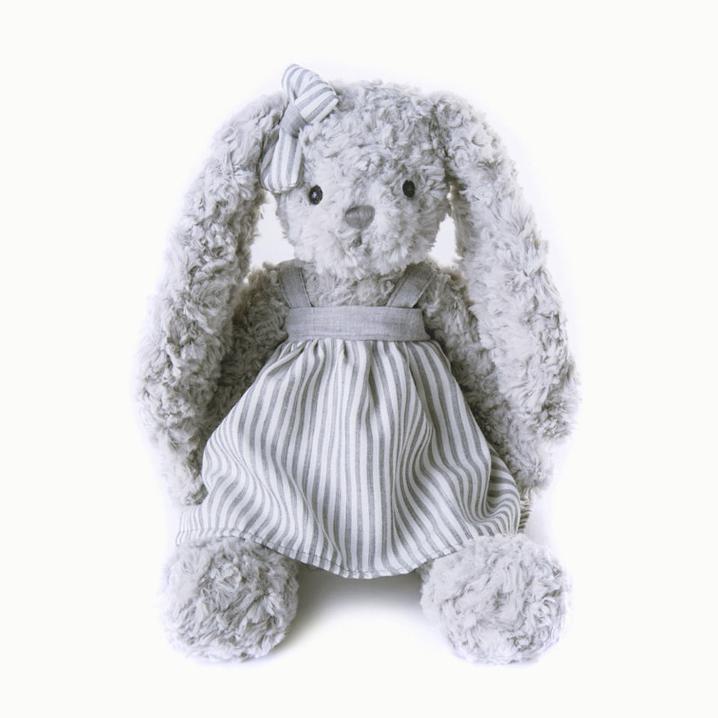 Boneca De Pelúcia Rabbit Em Vestido Para Crianças Cinza 30 Cm