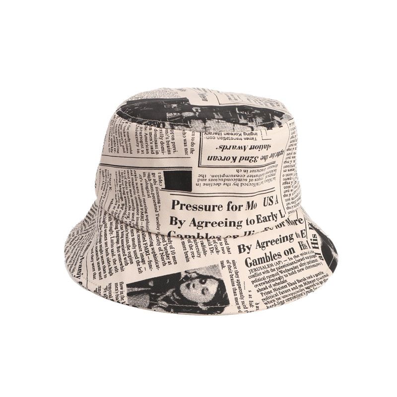 Bucket Hat Anime Newspapers Unissex Beach Casual 56-58 Cm