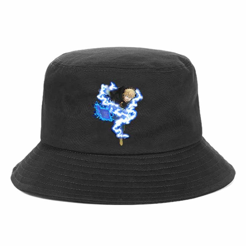 Bucket Hat, Preto, Trevos, Anime, Proteção Solar, Algodão