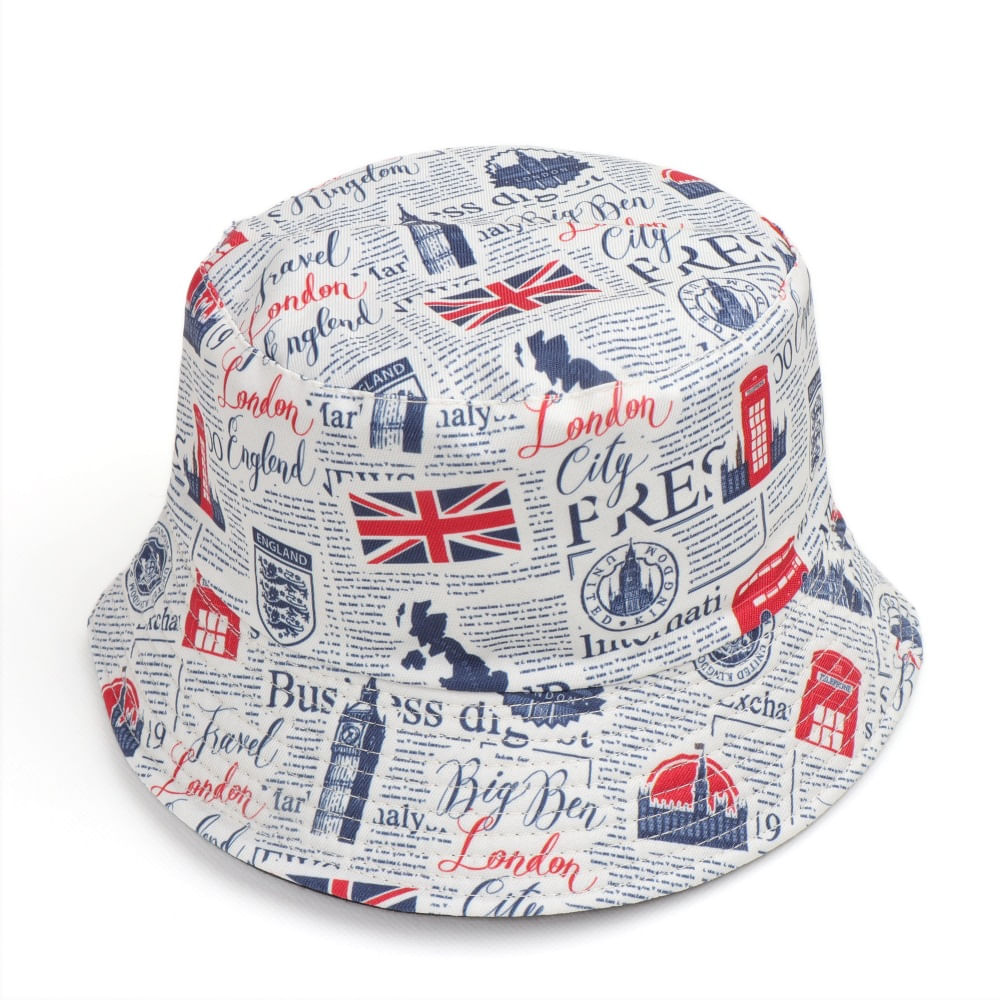 Bucket Hat British Flags Newspapers Anime Unissex Casual