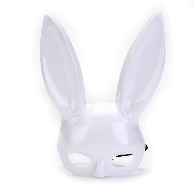 Máscara De Cosplay White Rabbit Party, Capa Plástica De Meia Face