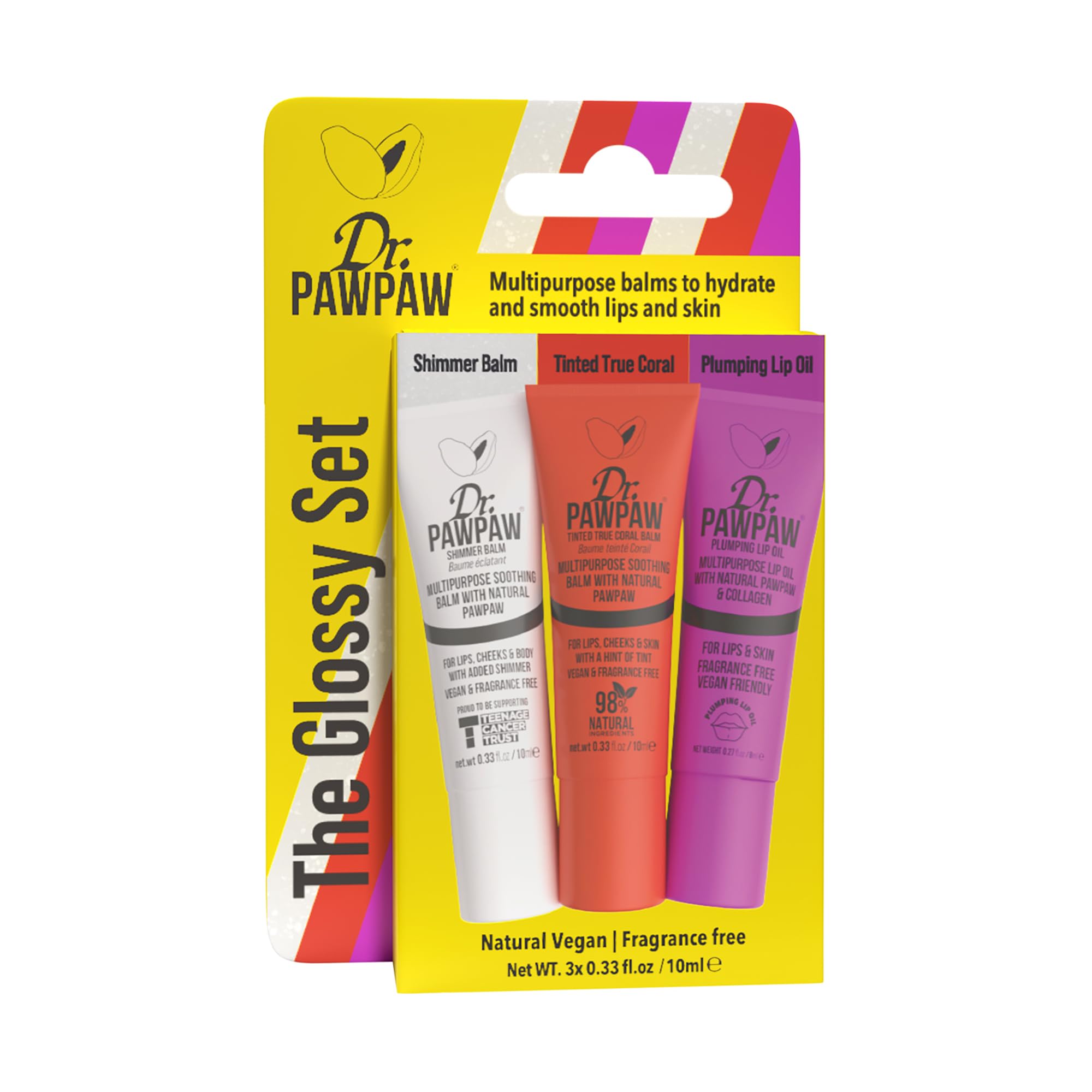 Conjunto De Protetor Labial Dr. Pawpaw Original Balm 3 Unidades Vegan 10ml