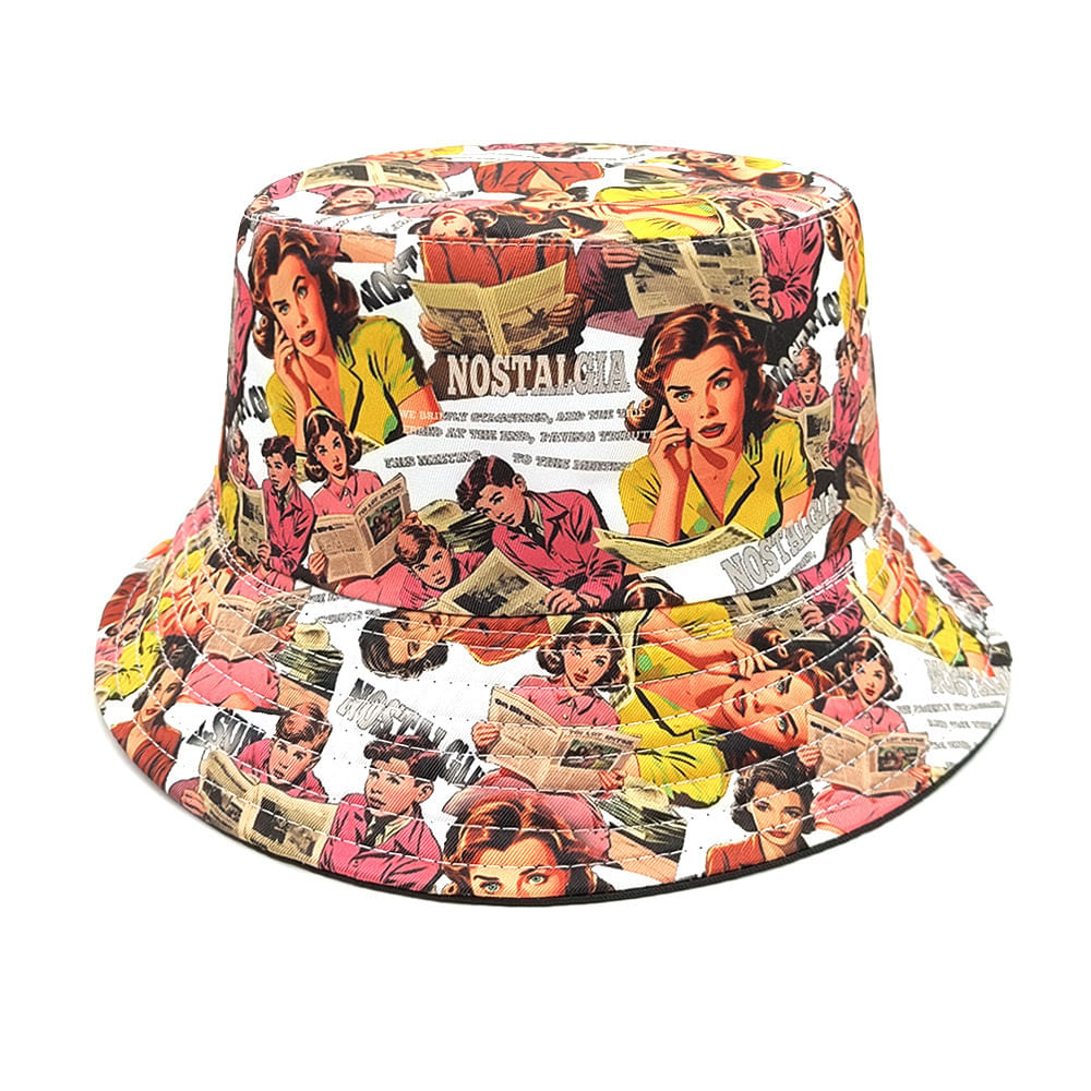 Bucket Hat Nostalgias Anime Unissex Casual Beach Fisherman