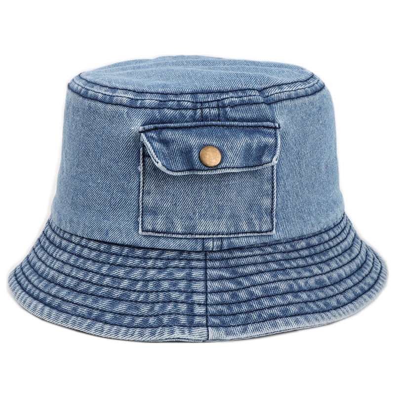 Bucket Hat Jeans Anime, Unissex, Casual, Proteção Solar Na Praia