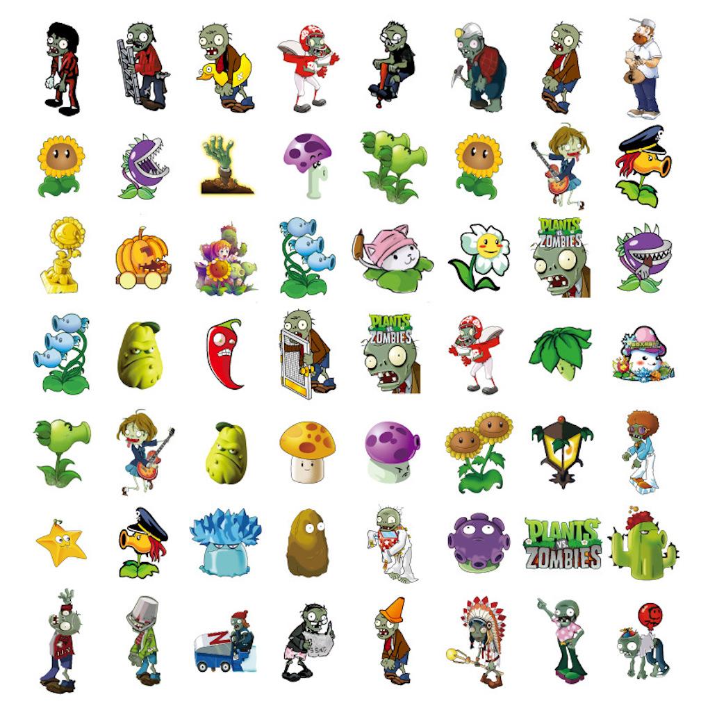 Conjunto De Adesivos Plant Vs Zombie, 60 Unidades À Prova D'água Para Telefone E Laptop