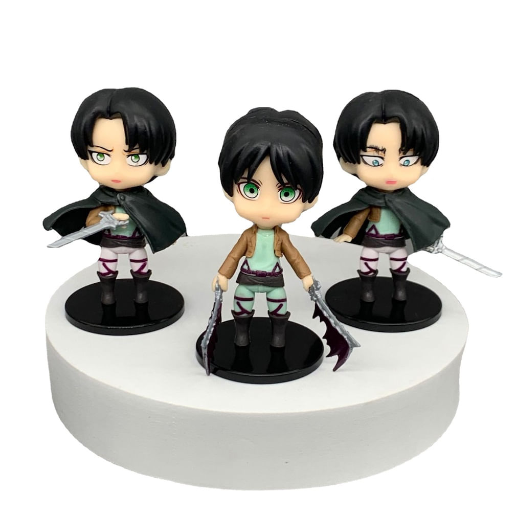 Coleção De Brinquedos De Figuras De Anime Levi 9 Cm Pvc 3 Unidades