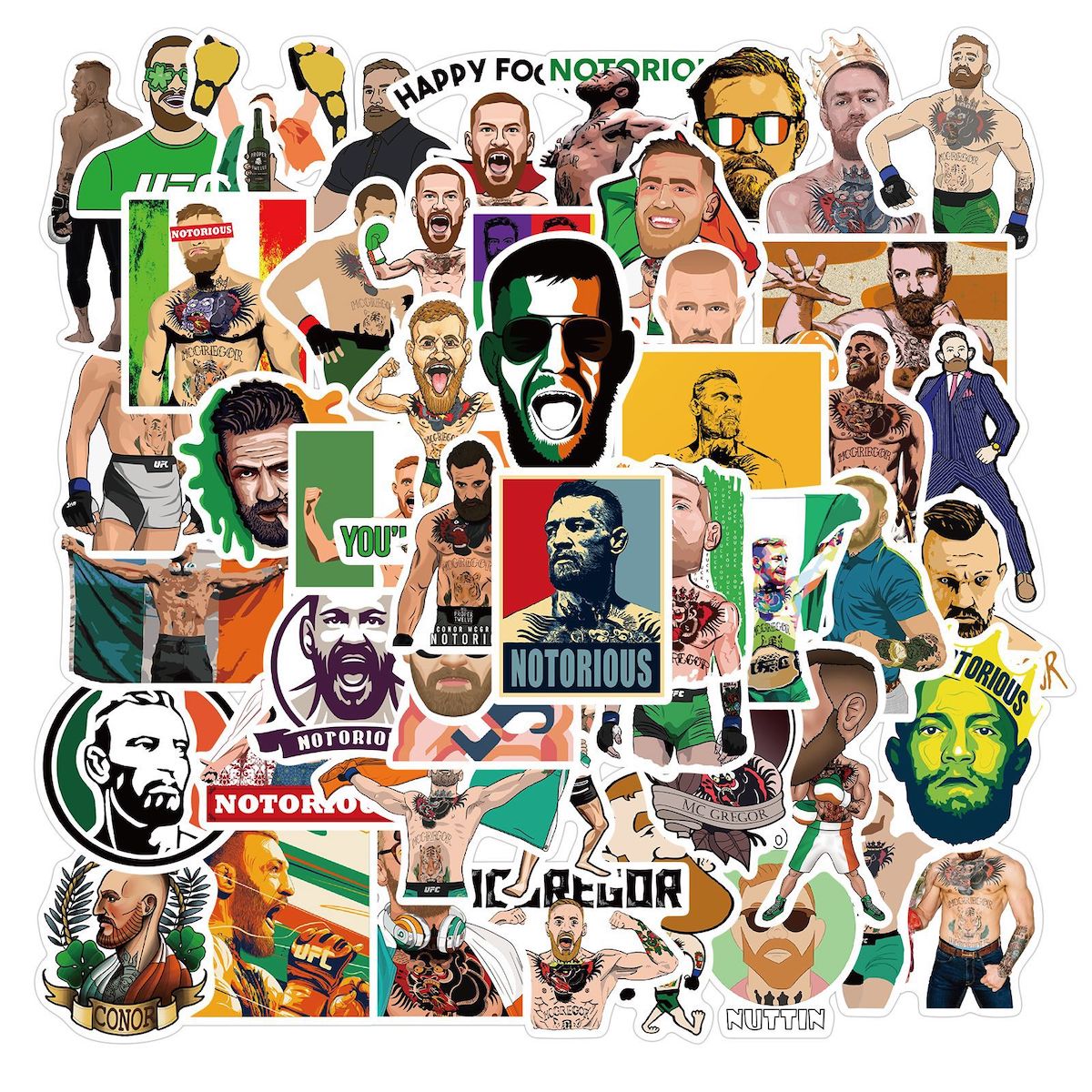 Adesivos Combat Athlete Conors Mcgregors Anime 50 Unidades De Pvc